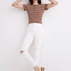 Madewell The Perfect Vintage Crop Jean in Tile White: Knee-Rip Edition size 26